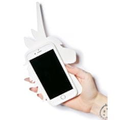 Flor de Cristal Bílé gumové pouzdro na iPhone 4 s jednorožcem, pružné a odolné