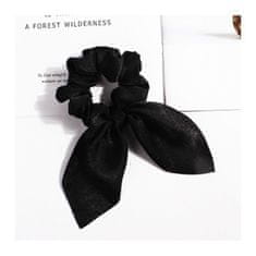 Flor de Cristal Černý šátek na krátké vlasy s průměrem gumičky až 12 cm, možnost rozvázání