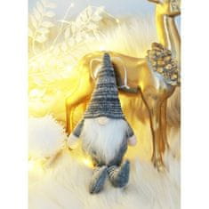 Flor de Cristal Plyšový Vánoční Skřítek Sedící, 18 cm + 12 cm, Šířka nohou 7 cm