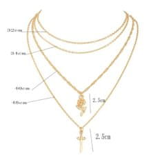 Flor de Cristal Zlatý náhrdelník N748 z obecného kovu, rozměry jak na fotografii
