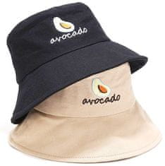 Camerazar Oboustranný Klobouk Avocado BUCKET HAT, černá/světle béžová s avokádovou ražbou, polyester/bavlna, univerzální velikost 55-59 cm