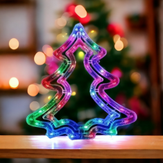 Flor de Cristal Závěsná Vánoční Dekorace ve tvaru Stromku s Vícebarevnými LED Světly, Rozměry 37x34 cm, Délka Kabelu 70 cm