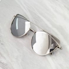 Flor de Cristal Zrcadlové sluneční brýle GLAM ROCK FASHION, stříbrné, UV 400 filtr, celková šířka 143 mm