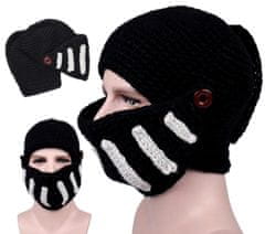 Camerazar Pánská zimní čepice s maskou ve stylu římského gladiátora, černá, polyester, obvod hlavy 54-60 cm