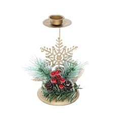 Flor de Cristal Zlatý Vánoční Dekorativní Stolní Svícen Glamour, 15 cm, Plast