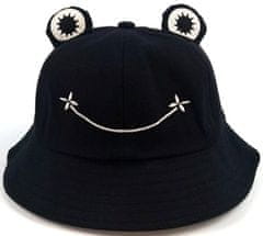 Camerazar Univerzální Rybářský Klobouk Frog BUCKET HAT, Černá, Polyester a Bavlna, Obvod 52-58 cm