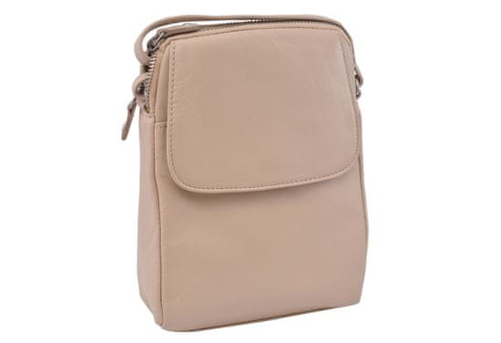 MERCUCIO Dámská kožená crossbody kabelka béžová 250118