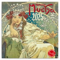 Grooters Poznámkový kalendář Alfons Mucha 2025, 30 × 30 cm