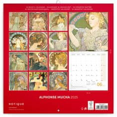 Notique Poznámkový kalendář Alfons Mucha 2025, 30 x 30 cm