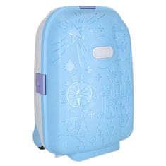 Ikonka Dětský kabinový cestovní kufr na kolečkách LED příruční zavazadlo se jménem modré barvy