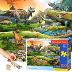 WOWO Puzzle s dinosaury 100 dílků pro děti 6+ - CASTORLAND, skvělá zábava a poznání do světa prehistorie, rozvíjí logiku a motoriku.