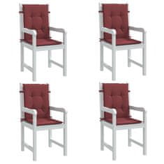 Vidaxl Podušky na židli nízké opěradlo 4 ks vínová melanž 100x50x4 cm
