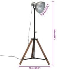 Vidaxl Stojací lampa 25 W vintage stříbrná 75 x 75 x 90–150 cm E27