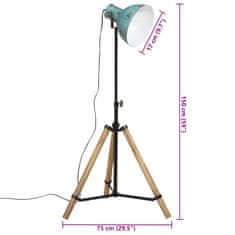 Vidaxl Stojací lampa 25 W modrá patina 75 x 75 x 90–150 cm E27