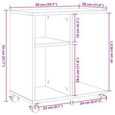 Vidaxl Odkládací stolek na kolečkách bílý 50x30x55 cm kompozitní dřevo