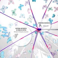 Perletti Cool Kids Transparent, Dětský reflexní deštník s motýlky, 15634