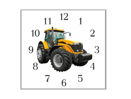 Glasdekor Nástěnné hodiny 30x30cm traktor JCB