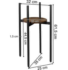 TZB Stojan na květiny TORRE RUSTIC 60 cm hnědý/černý