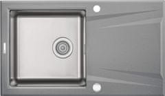 BPS-koupelny Dřez Prime s odkapávačem, nerez + granit - ZSR S113 šedý metalic