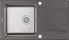 BPS-koupelny Dřez Prime s odkapávačem, nerez + granit - ZSR T113 antracit metalic