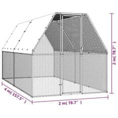 Vidaxl Klec pro kuřata 2 x 4 x 2 m pozinkovaná ocel