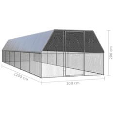 Vidaxl Klec pro kuřata 3 x 12 x 2 m pozinkovaná ocel