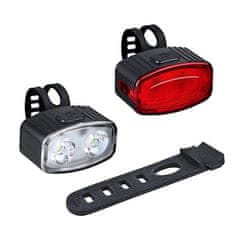 Solight  LED nabíjecí set cyklo svítilen WN47 160Lm, přední, zadní červená, Li-Ion, USB