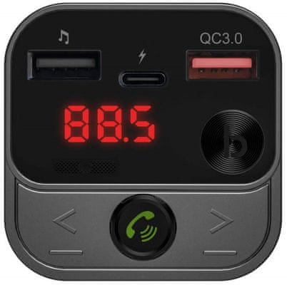 CONNET IT InCarz Bluetooth transmitter tříportová nabíječka s funkcí rychlého nabíjení Quick Charge Digitální displej se 4 ovládacími tlačítky Bluetooth 5.3 Čtyřnásobná bezpečnostní ochrana multifunkční zařízení do vašeho automobilu hlasový asistent bezdrátové Bluetooth handsfree a hudební přehrávač multifunkční zařízení