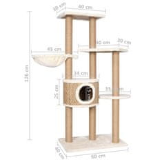 Vidaxl Škrabadlo pro kočky se sisalovým sloupkem 126 cm mořská tráva