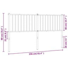 Vidaxl Kovové čelo postele bílé 150 cm