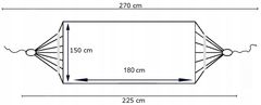 Korbi Velká houpací síť 200kg 270x150 cm pro 2 osoby modrá