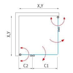 BPS-koupelny Čtvercový nebo obdélníkový sprchový kout CI 2CL+CI 2CR