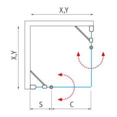 BPS-koupelny Čtvercový nebo obdélníkový sprchový kout CI EPF+CI EPF, černý elox ROT-4089355403