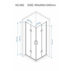 BPS-koupelny Čtvercový sprchový kout HYD-SK08B 90x90 zlatý/transparent