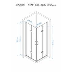 BPS-koupelny Čtvercový sprchový kout HYD-SK08C 90x90 chrom/transparent + vanička HYD-OSV-SXL02B černá