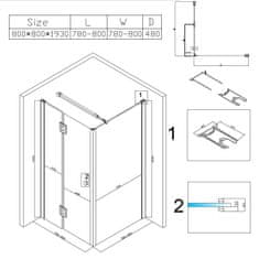 BPS-koupelny Čtvercový sprchový kout HYD-SK1390 80x80 zlatá/transparent