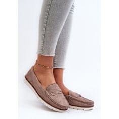 Dámské mokasíny Eco Suede Dark Beige velikost 42