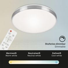 BRILONER BRILONER CCT LED stropní svítidlo, pr. 47 cm, 48 W, hliník BRILO 3430-019