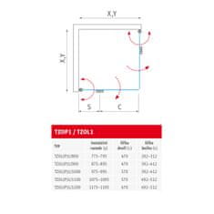 BPS-koupelny Čtvercový nebo obdélníkový sprchový kout TZOL1+TZOP1 ROT-3103269458