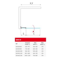 BPS-koupelny Čtvercový nebo obdélníkový sprchový kout GDO1N+GBN ROT-1551376710