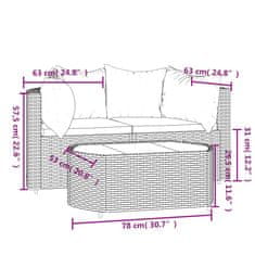 Vidaxl 3dílná zahradní sedací souprava s poduškami hnědá polyratan