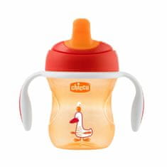 Chicco Netekoucí sklenička s tvrdým náustkem od 6m, 200ml, oranžová