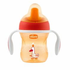 Chicco Netekoucí sklenička s tvrdým náustkem od 6m, 200ml, oranžová