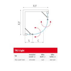 BPS-koupelny Čtvrtkruhový sprchový kout TR2 LIGHT ROT-1796241568