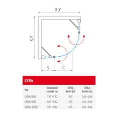 BPS-koupelny Čtvrtkruhový sprchový kout LYR4 ROT-3453668460