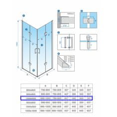 BPS-koupelny Obdélníkový sprchový kout HYD-OK12B 100x80 zlatá/transparent