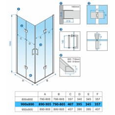 BPS-koupelny Obdélníkový sprchový kout HYD-OK12A 90x80 zlatá/transparent