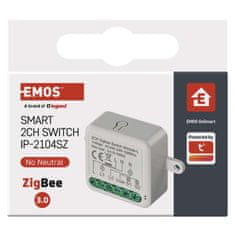 Emos GoSmart modul spínací IP-2104SZ, ZigBee, 2-kanálový (nevyžaduje N vodič)