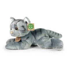 Rappa Plyšová kočka šedá ležící 30 cm ECO-FRIENDLY