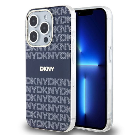 DKNY Zadní Kryt PC/TPU Repeat Pattern Tonal Stripe Magsafe pro iPhone 15 Pro modrý